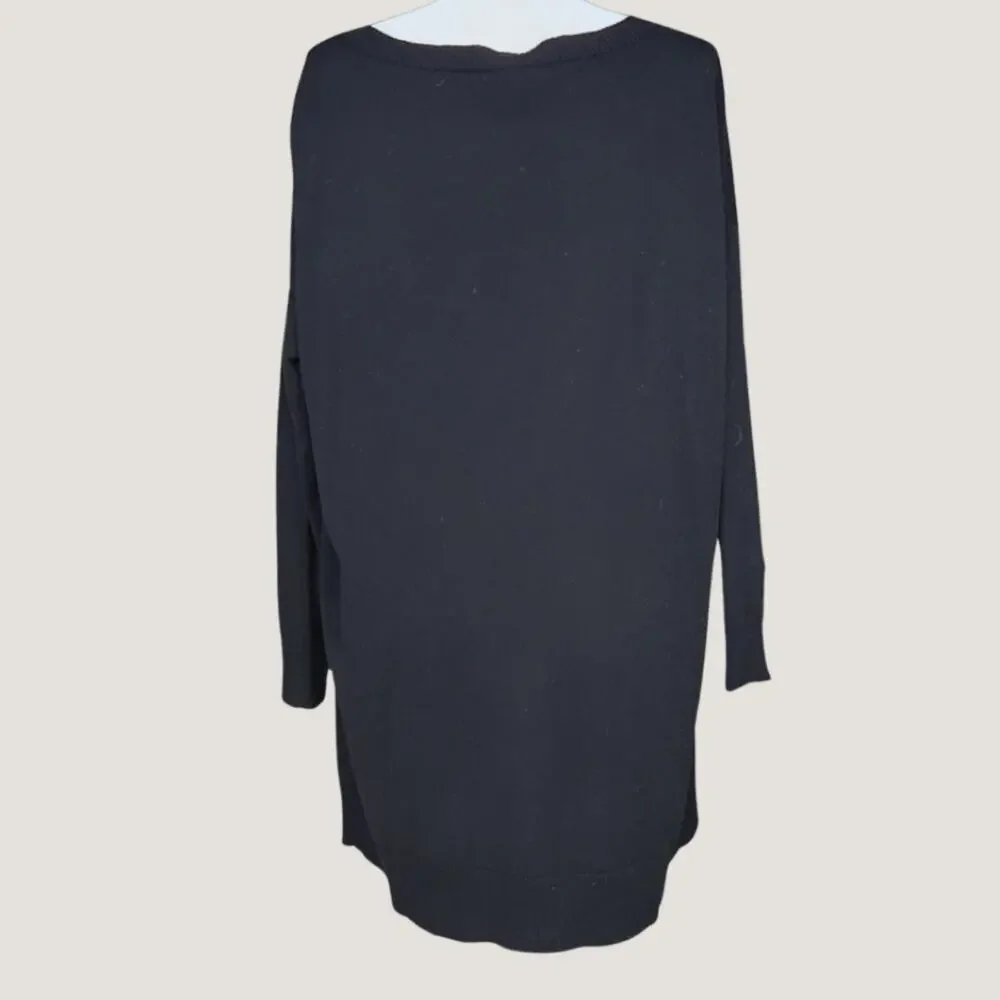 Eileen Fisher 100% Merino Wool Black Tunic Sweater | Women's M | Italian Yarn
